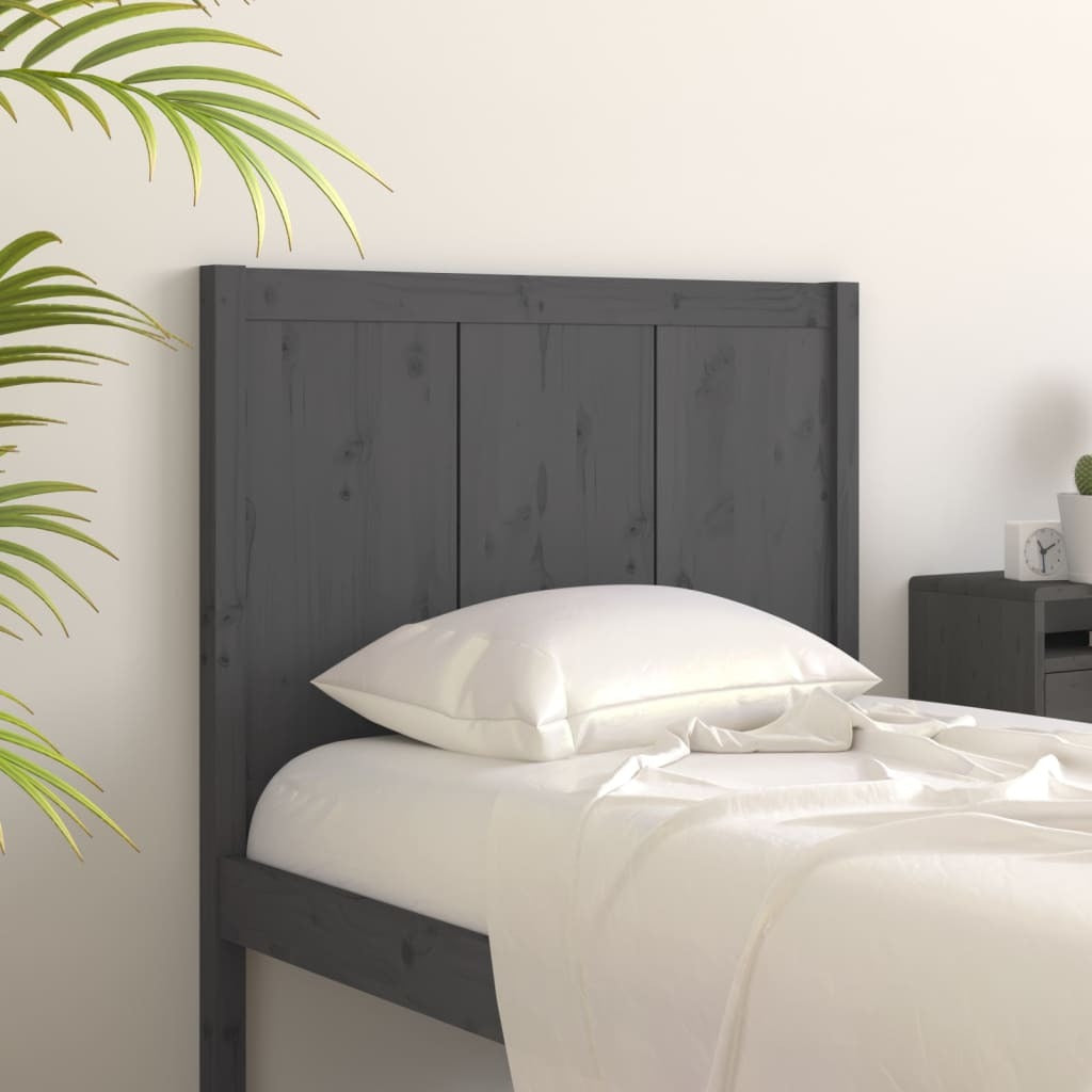Bed Headboard Grey 80.5x4x100 cm Solid Pine Wood