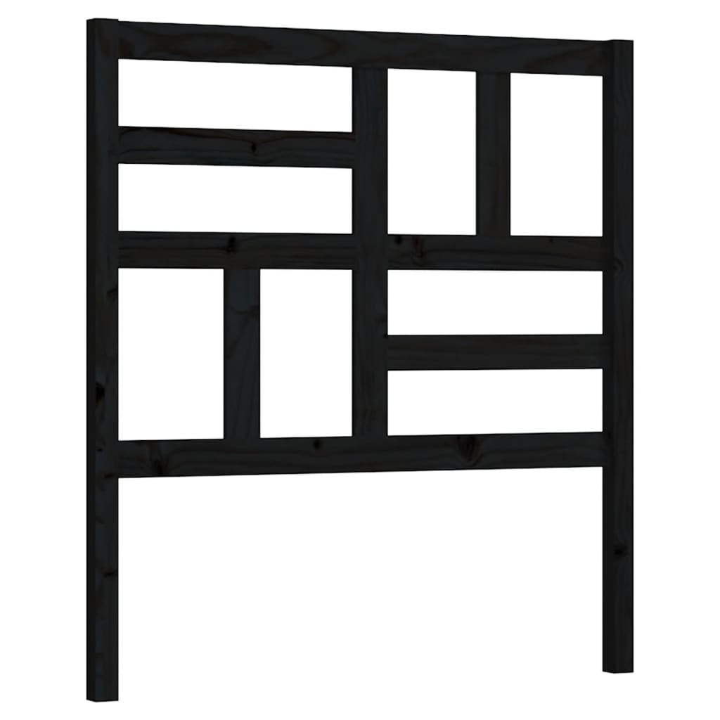 Bed Headboard Black 81x4x104 cm Solid Wood Pine