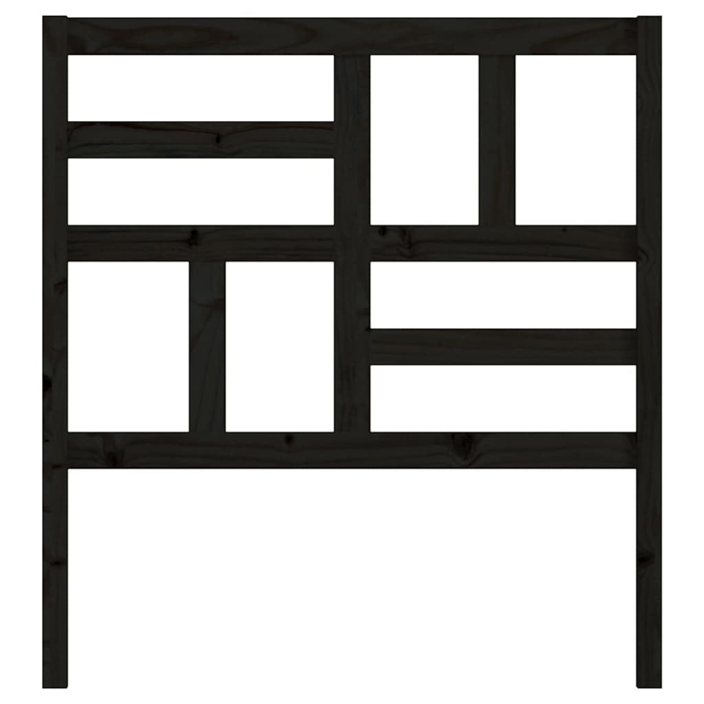 Bed Headboard Black 81x4x104 cm Solid Wood Pine