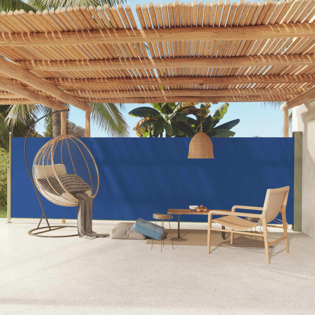 Patio Retractable Side Awning 160x600 cm Blue