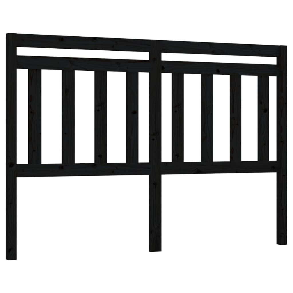 Bed Headboard Black 166x4x100 cm Solid Wood Pine