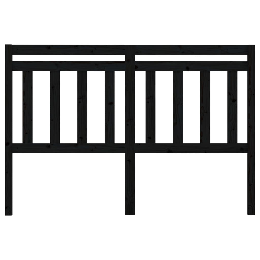 Bed Headboard Black 166x4x100 cm Solid Wood Pine