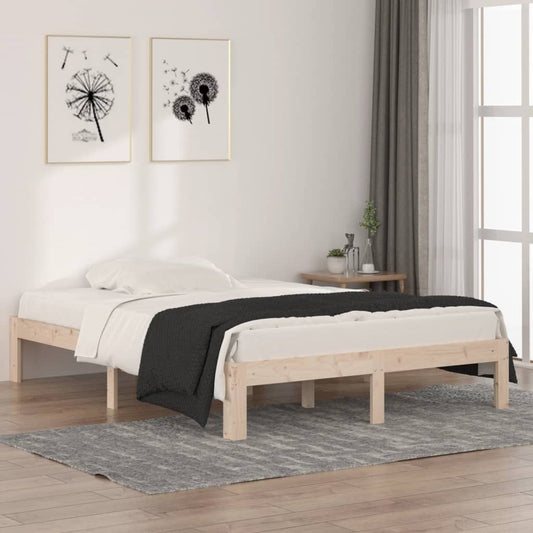 Bed Frame Solid Wood 135x190 cm Double