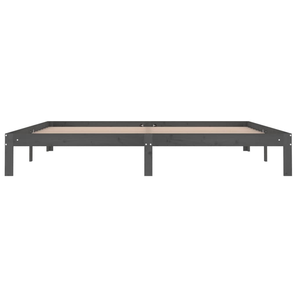 Bed Frame Grey Solid Wood Pine 200x200 cm