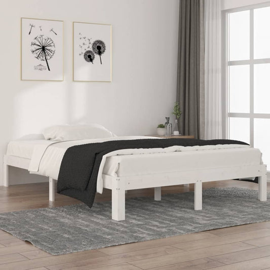 Bed Frame White Solid Wood Pine 140x200 cm