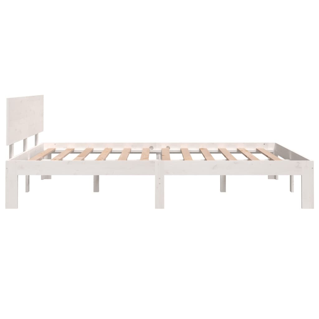 Bed Frame White Solid Wood 160x200 cm 5FT King Size