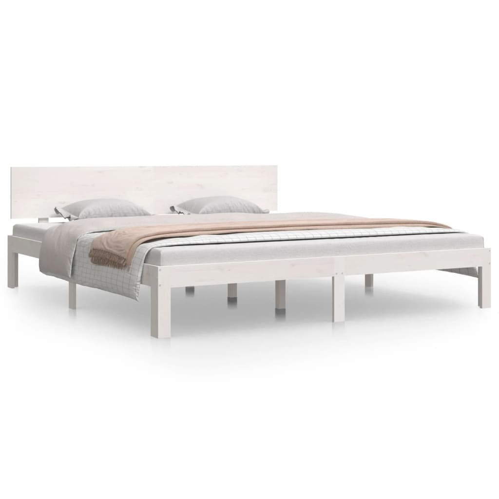 Bed Frame White Solid Wood 180x200 cm 6FT Super King