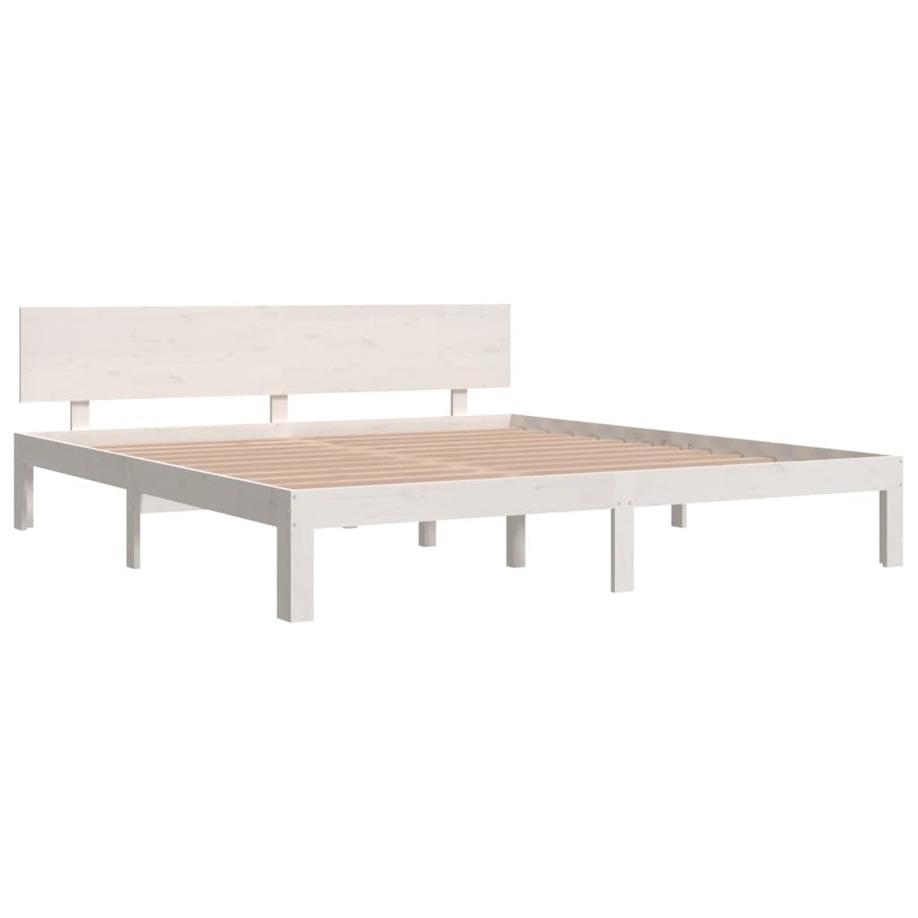 Bed Frame White Solid Wood 180x200 cm 6FT Super King