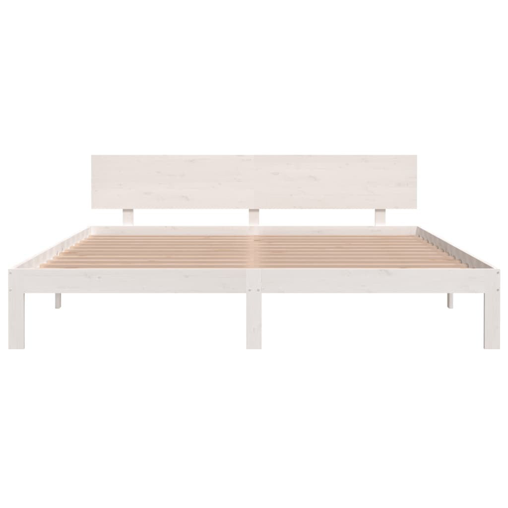 Bed Frame White Solid Wood 180x200 cm 6FT Super King