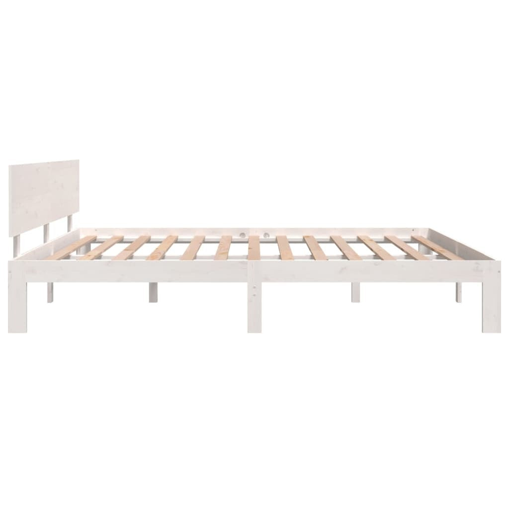 Bed Frame White Solid Wood 180x200 cm 6FT Super King
