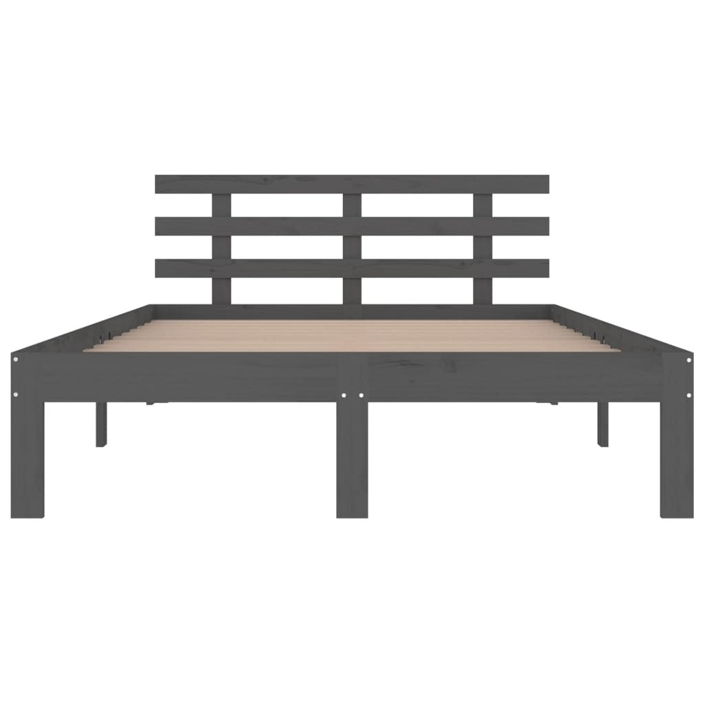 Bed Frame Grey Solid Wood 150x200 cm King Size
