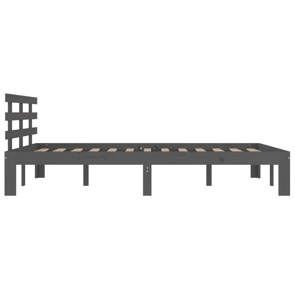 Bed Frame Grey Solid Wood 150x200 cm King Size