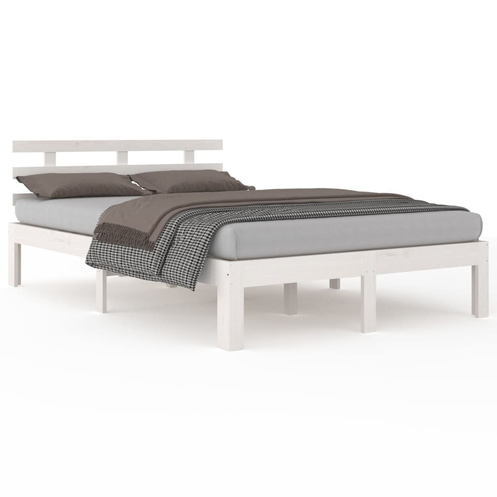 Bed Frame White Solid Wood 180x200 cm 6FT Super King