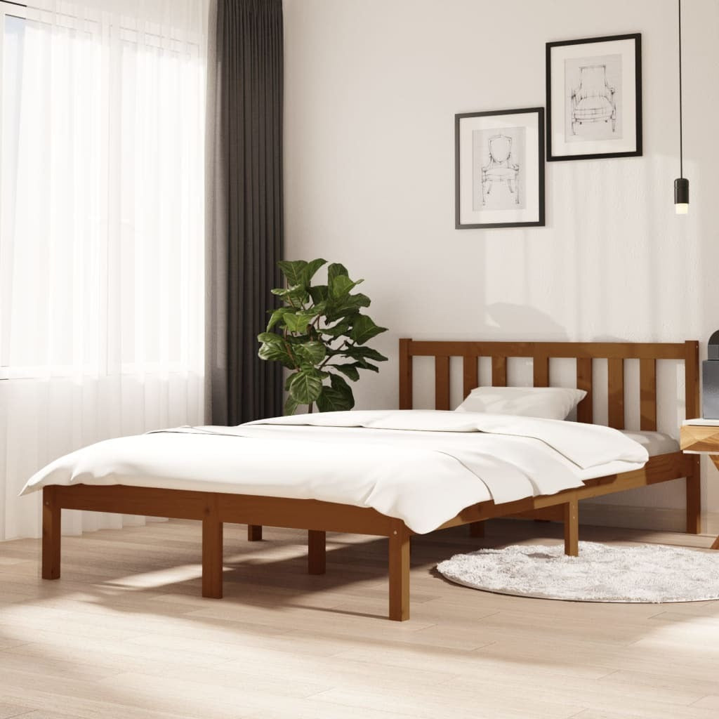 Bed Frame Honey Brown Solid Wood 120x200 cm