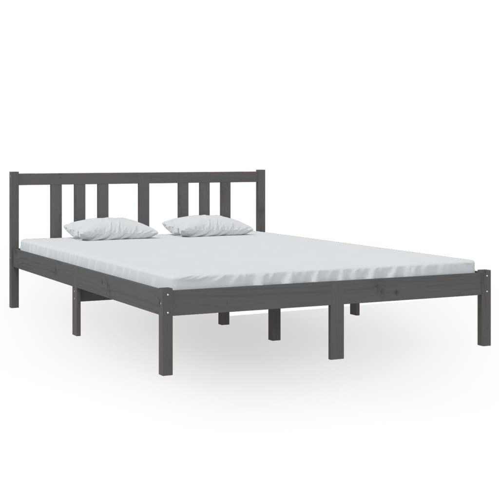 Bed Frame Grey Solid Wood 140x200 cm
