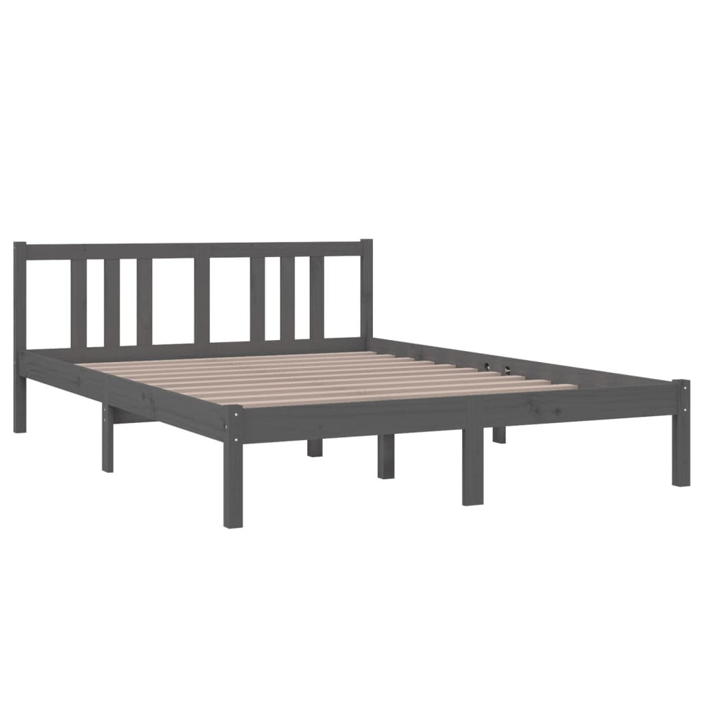 Bed Frame Grey Solid Wood 140x200 cm