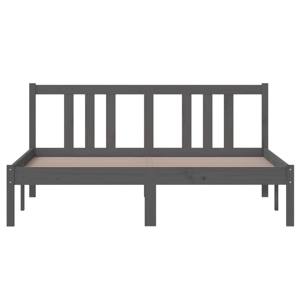 Bed Frame Grey Solid Wood 140x200 cm