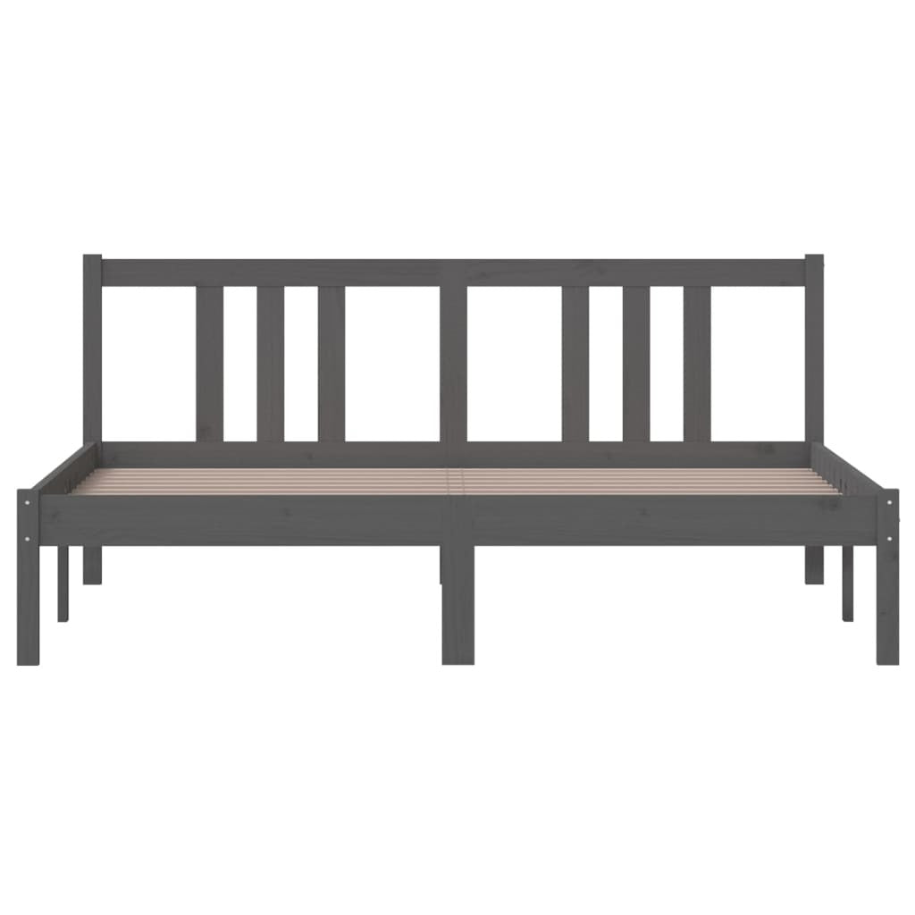 Bed Frame Grey Solid Wood 150x200 cm 5FT King Size