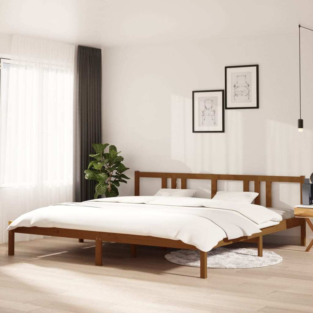Bed Frame Honey Brown Solid Wood 200x200 cm