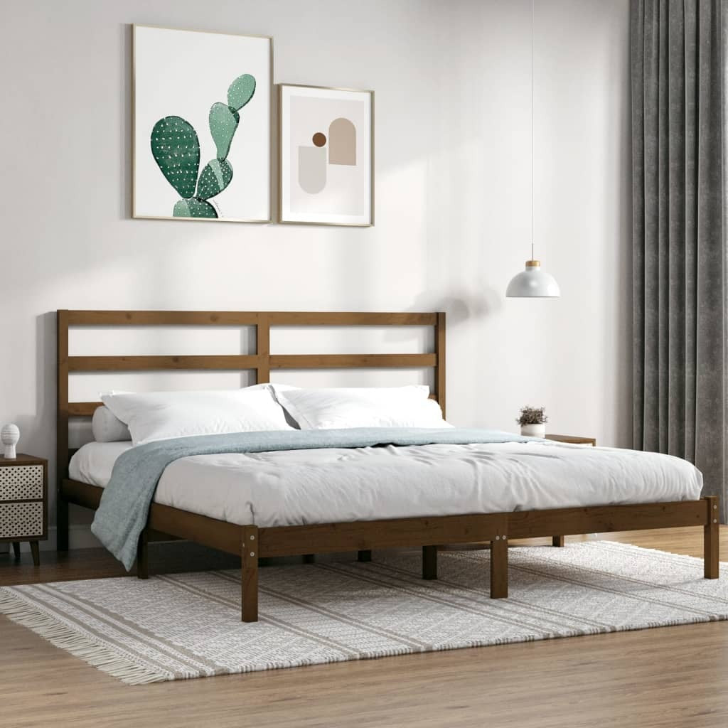 Bed Frame Honey Brown Solid Wood Pine 200x200 cm