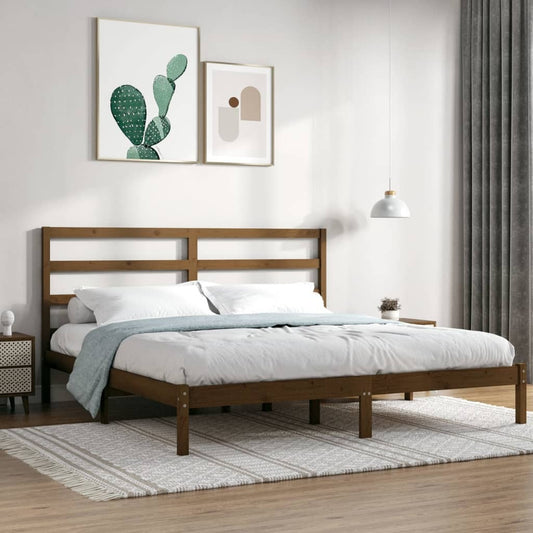 Bed Frame Honey Brown Solid Wood Pine 200x200 cm
