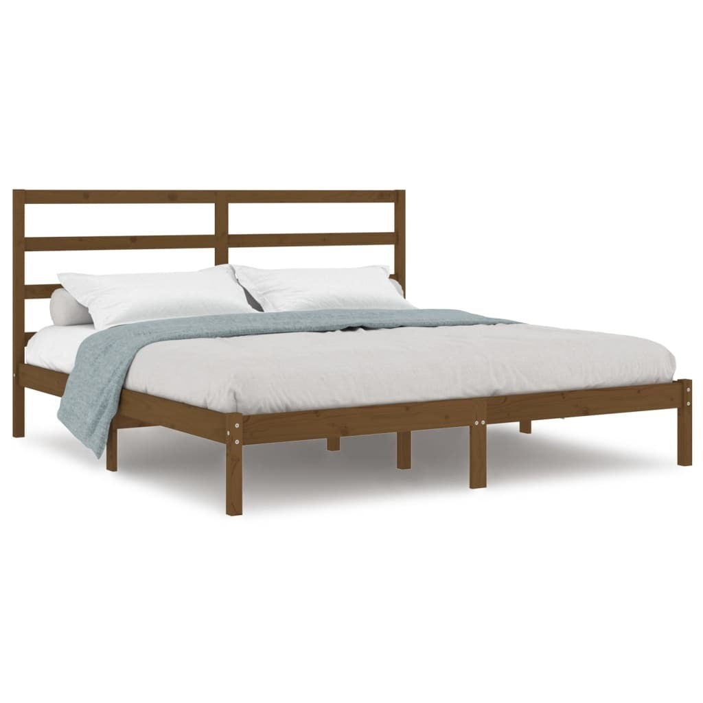 Bed Frame Honey Brown Solid Wood Pine 200x200 cm