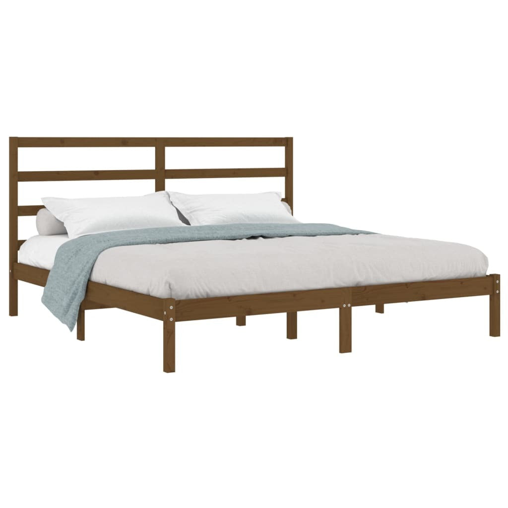 Bed Frame Honey Brown Solid Wood Pine 200x200 cm