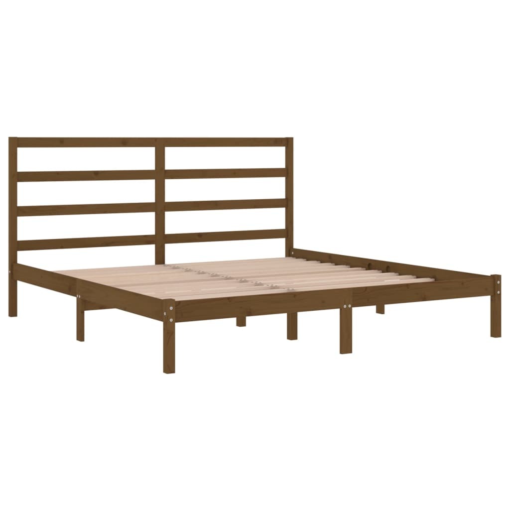 Bed Frame Honey Brown Solid Wood Pine 200x200 cm