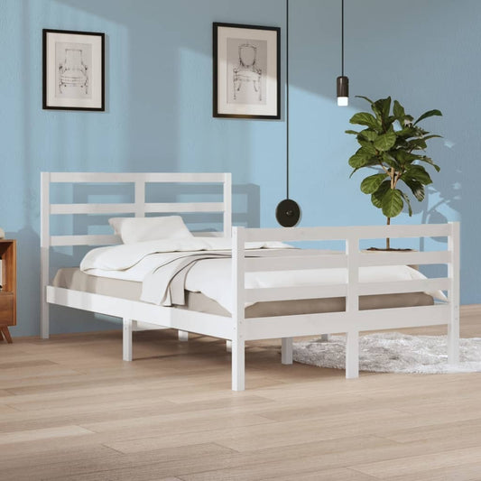 Bed Frame White Solid Wood Pine 120x200 cm
