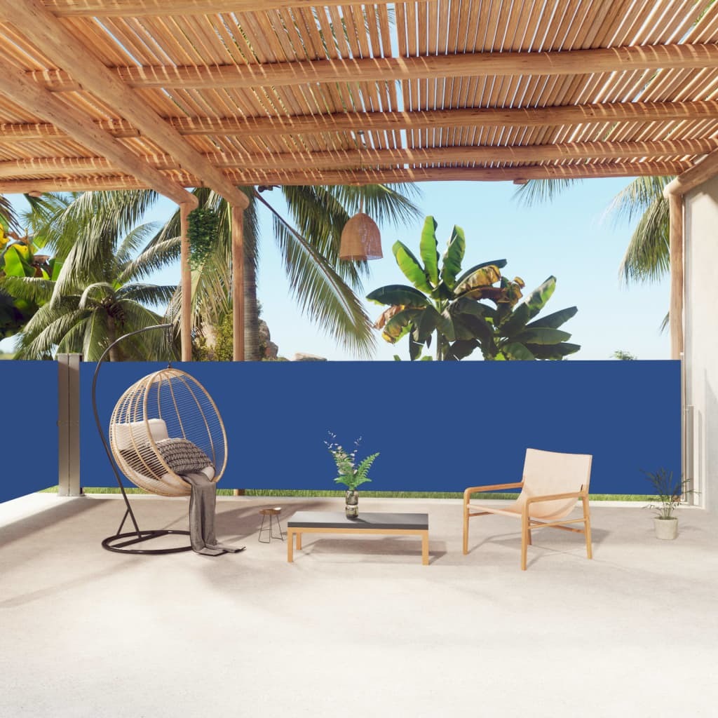 Retractable Side Awning Blue 140x1000 cm