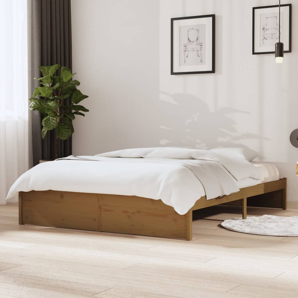 Bed Frame Honey Brown Solid Wood 140x200 cm