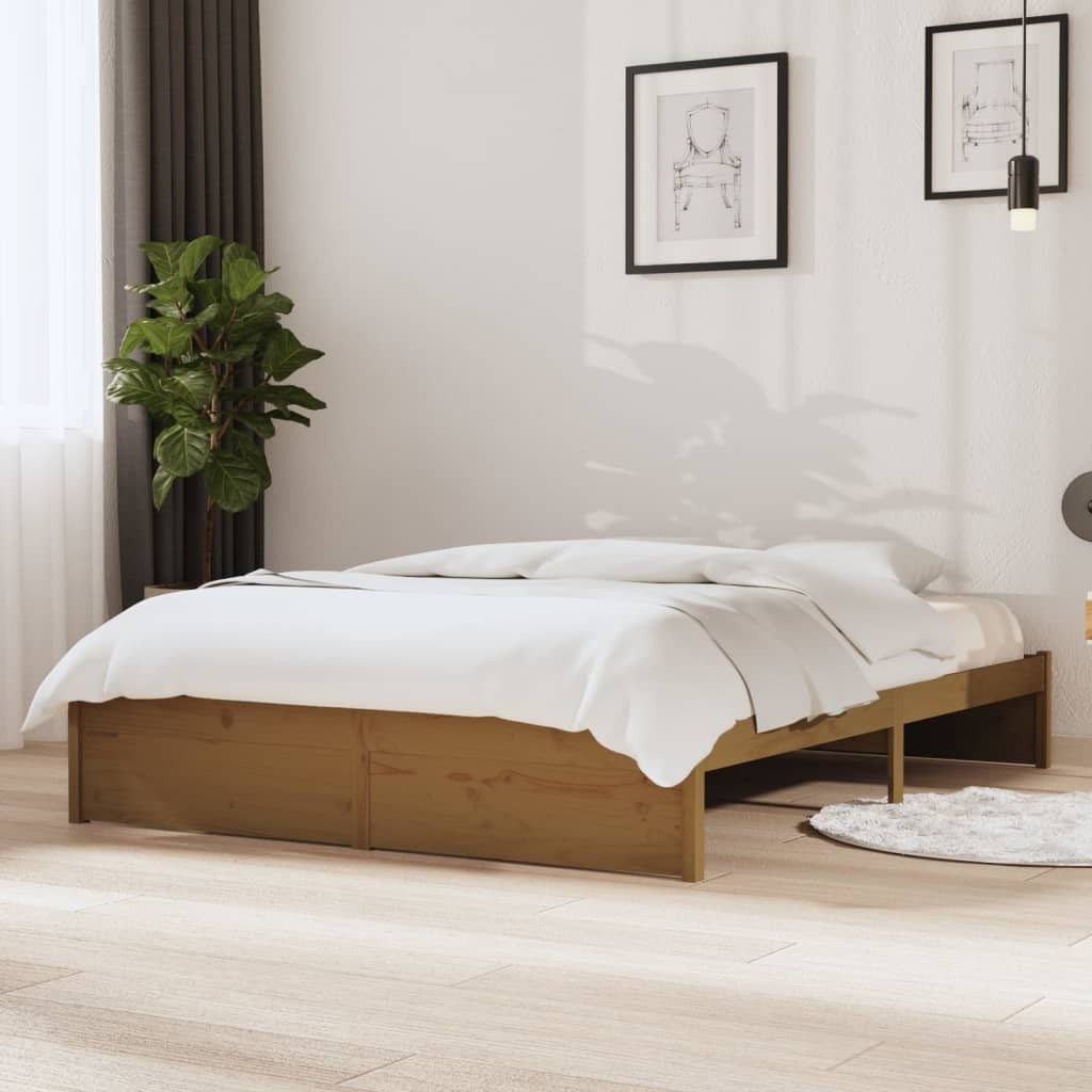 Bed Frame Honey Brown Solid Wood 140x200 cm