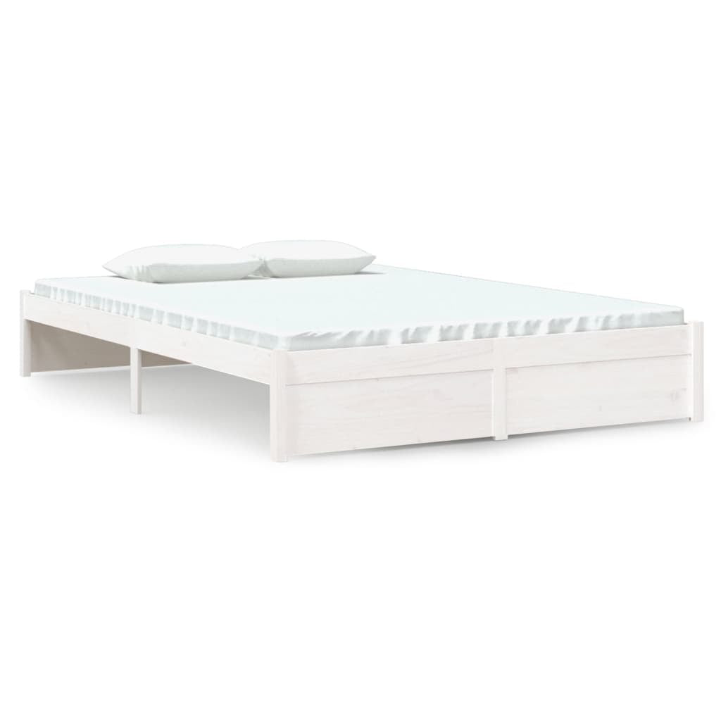 Bed Frame White Solid Wood 140x190 cm