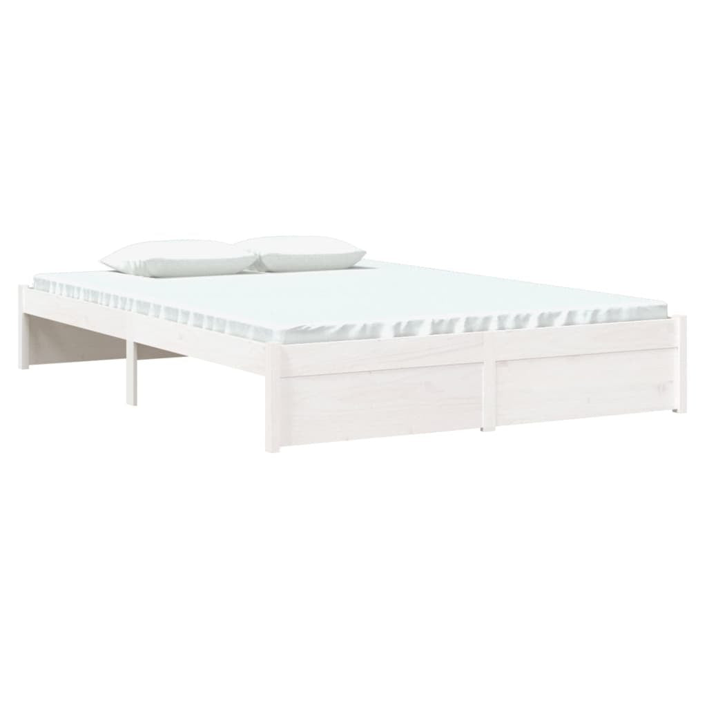 Bed Frame White Solid Wood 140x190 cm