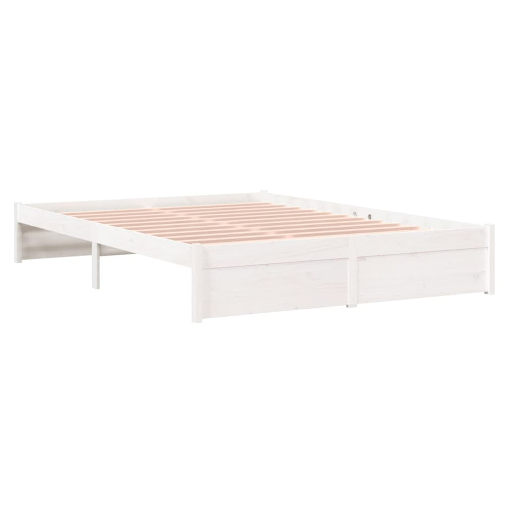 Bed Frame White Solid Wood 140x190 cm