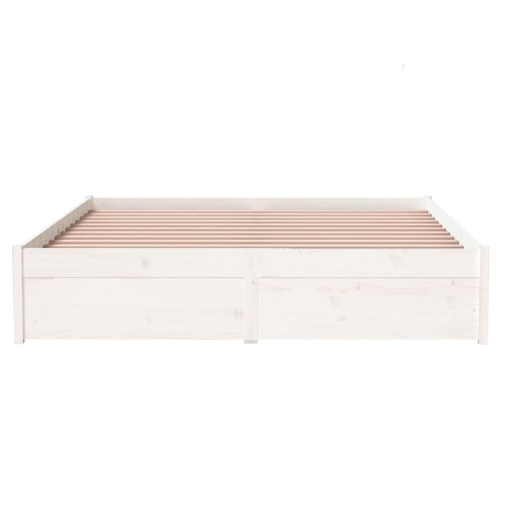 Bed Frame White Solid Wood 140x190 cm