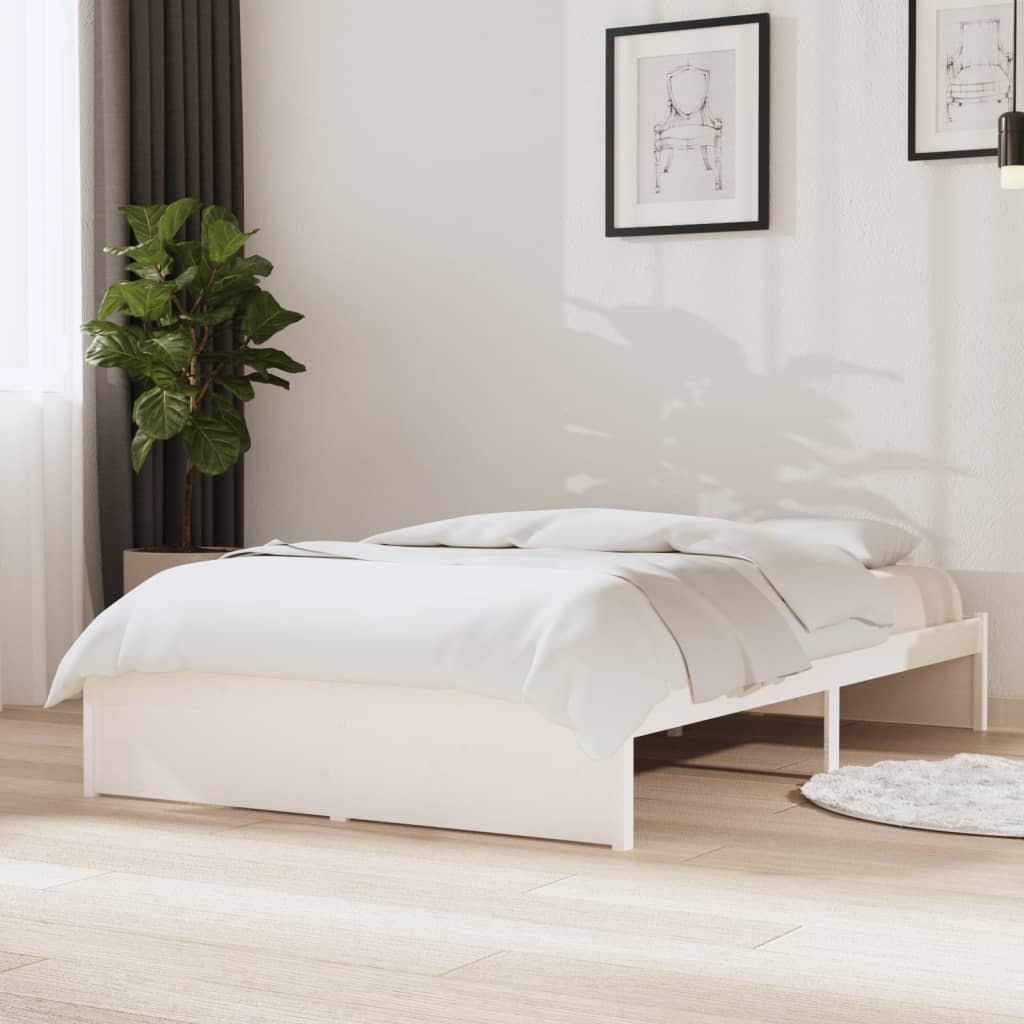 Bed Frame White Solid Wood 120x200 cm