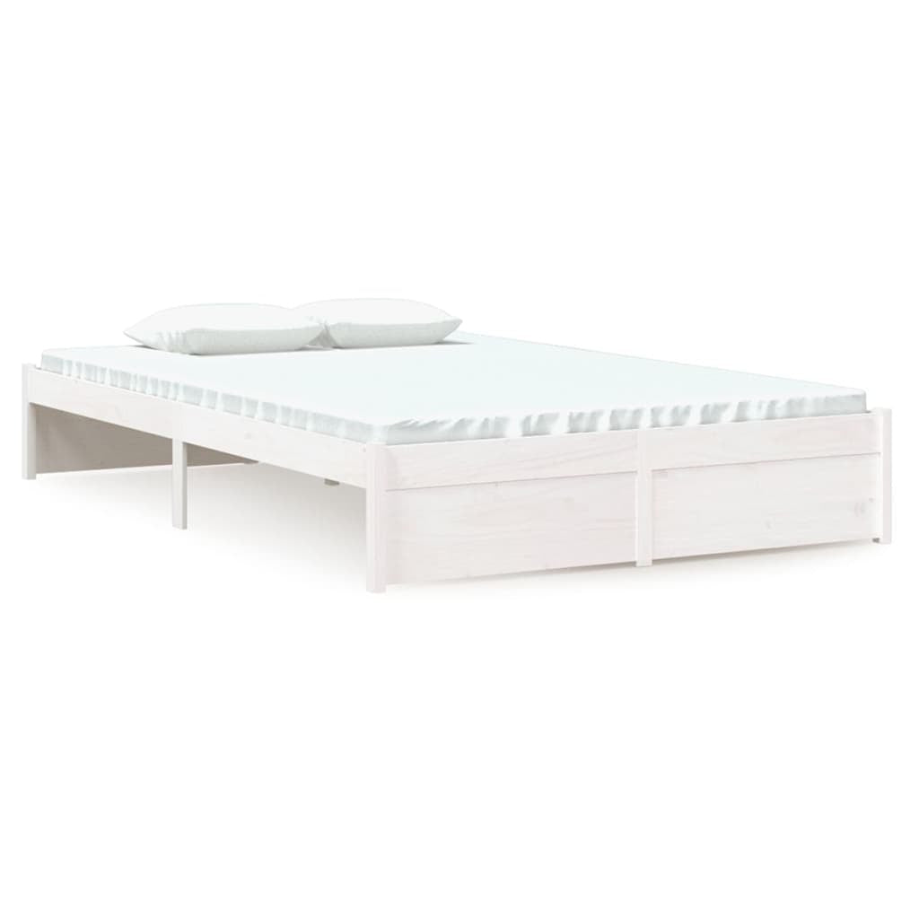 Bed Frame White Solid Wood 120x200 cm