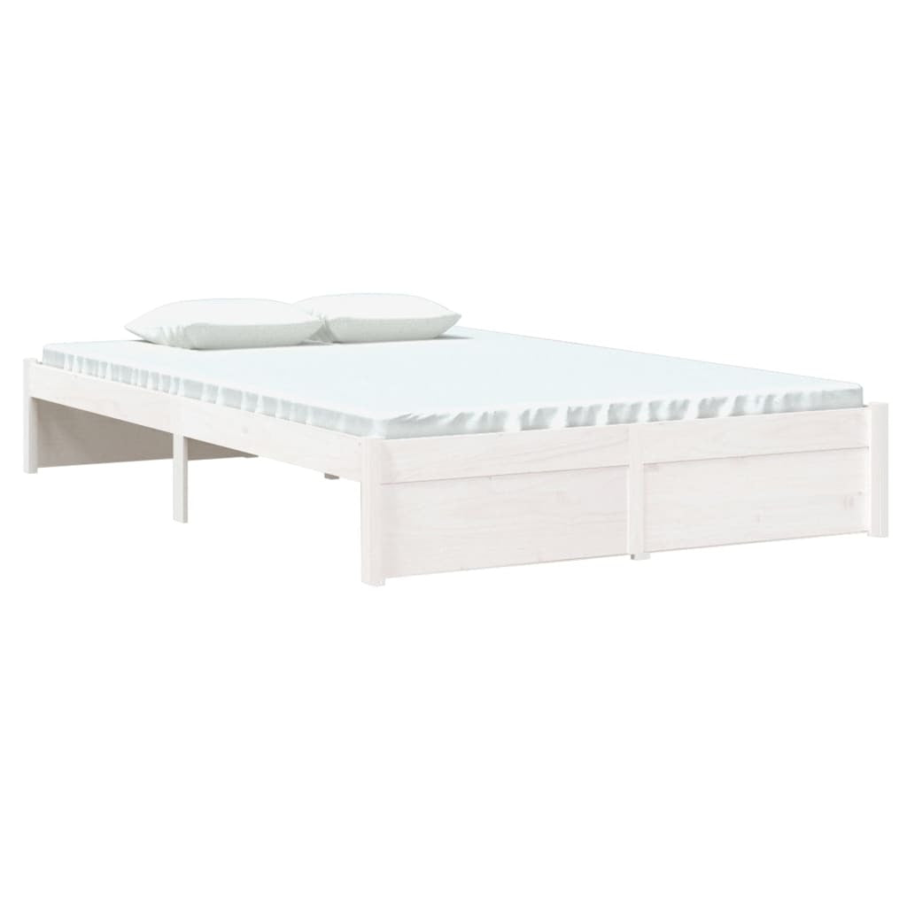 Bed Frame White Solid Wood 120x200 cm