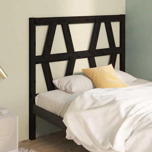 Bed Headboard Black 81x4x100 cm Solid Wood Pine