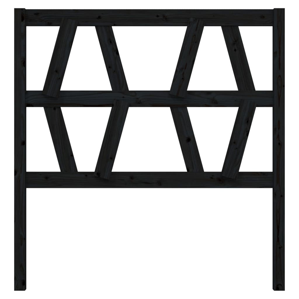 Bed Headboard Black 81x4x100 cm Solid Wood Pine
