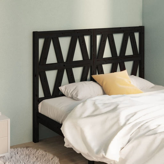 Bed Headboard Black 146x4x100 cm Solid Wood Pine