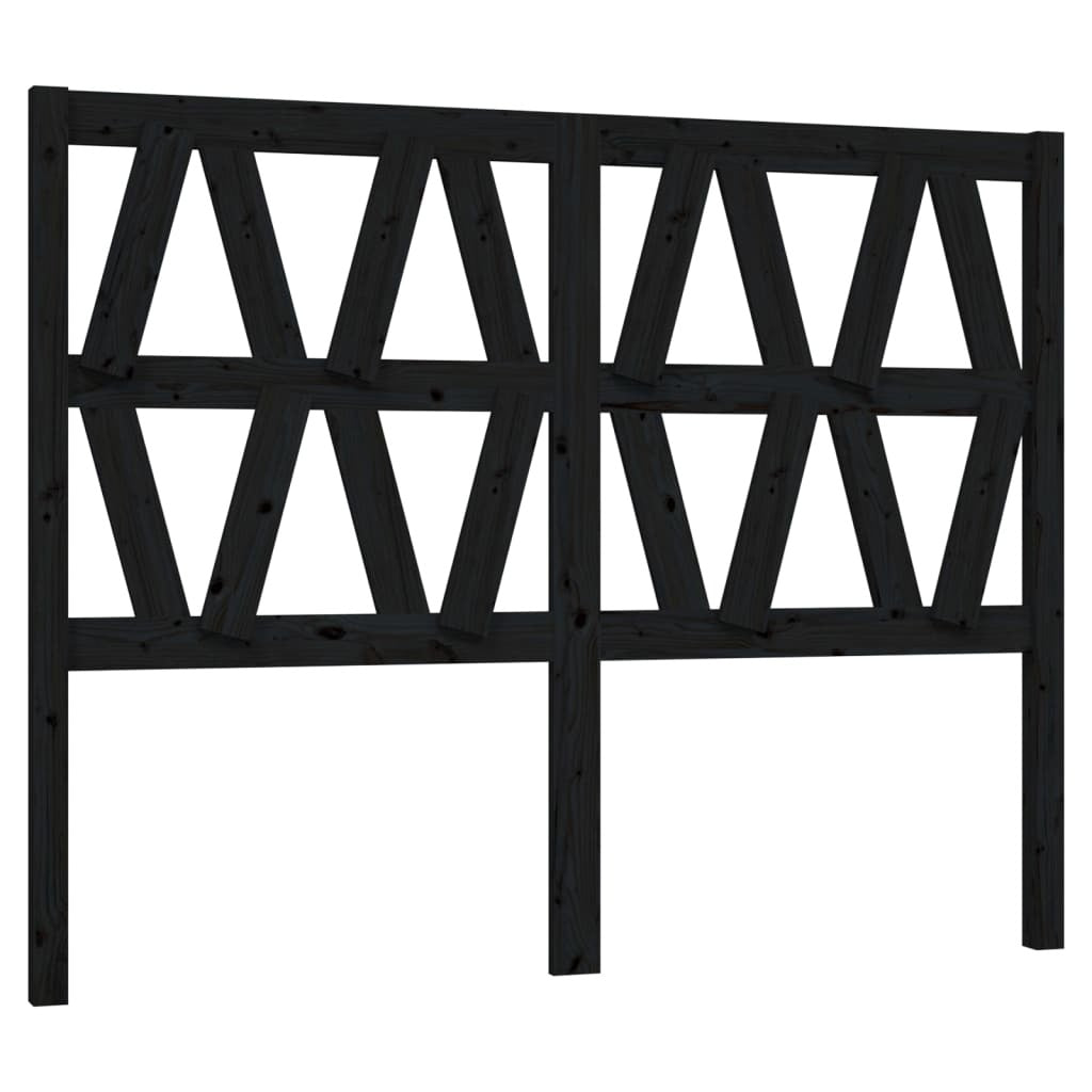 Bed Headboard Black 146x4x100 cm Solid Wood Pine
