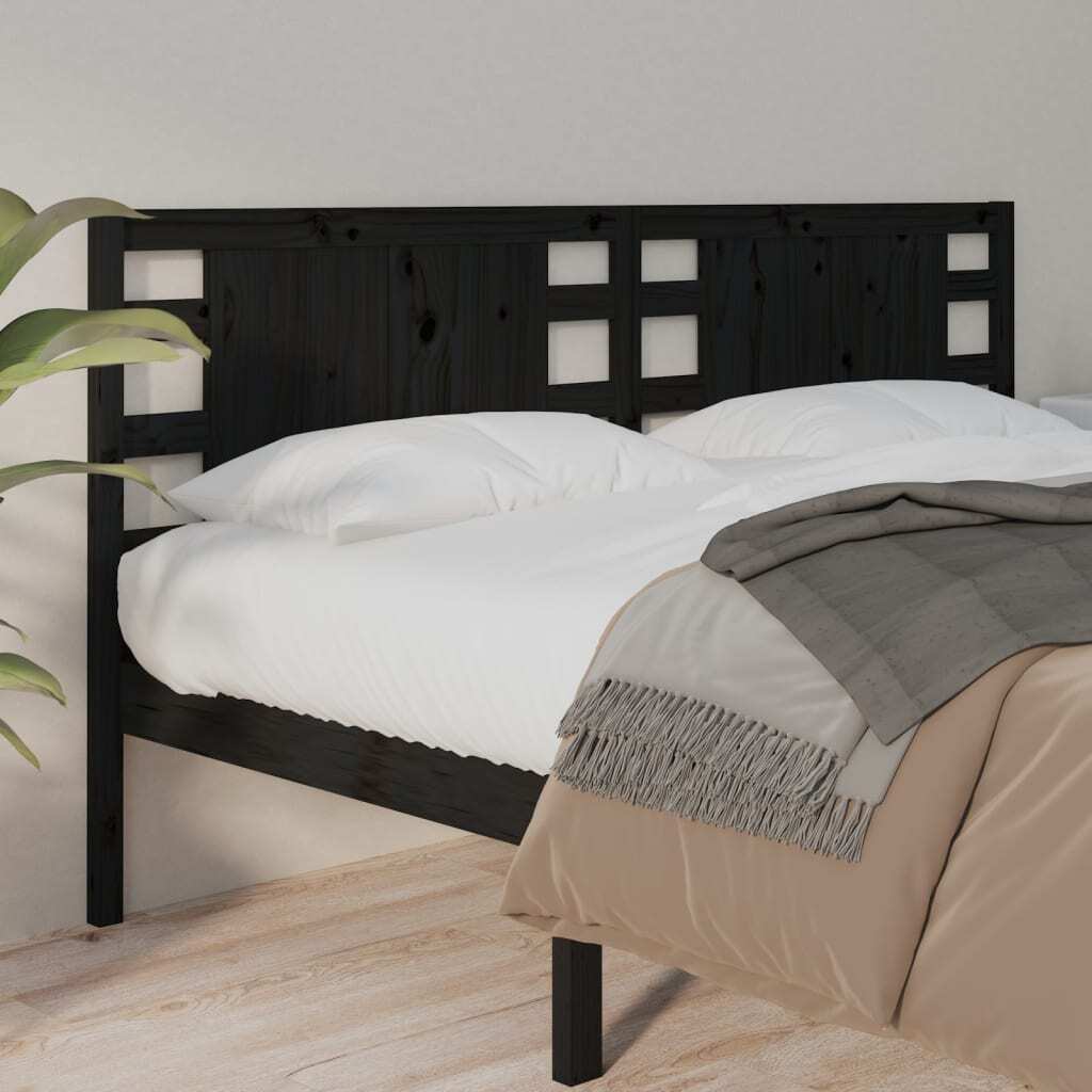 Headboard Black 126x4x100 cm Solid Wood Pine