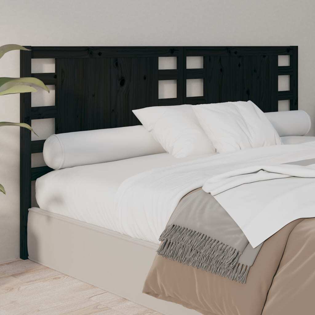 Headboard Black 126x4x100 cm Solid Wood Pine