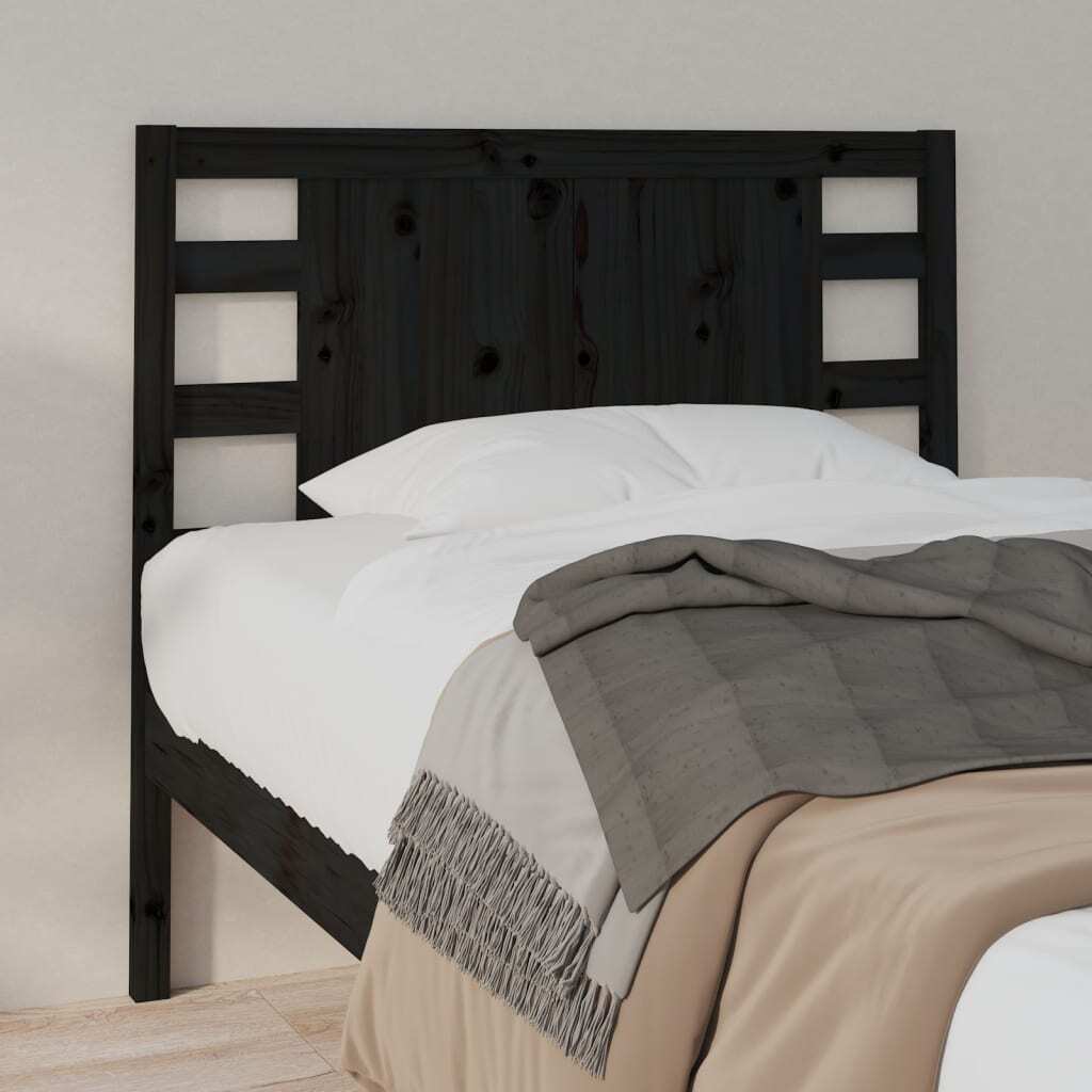 Headboard Black 106x4x100 cm Solid Wood Pine