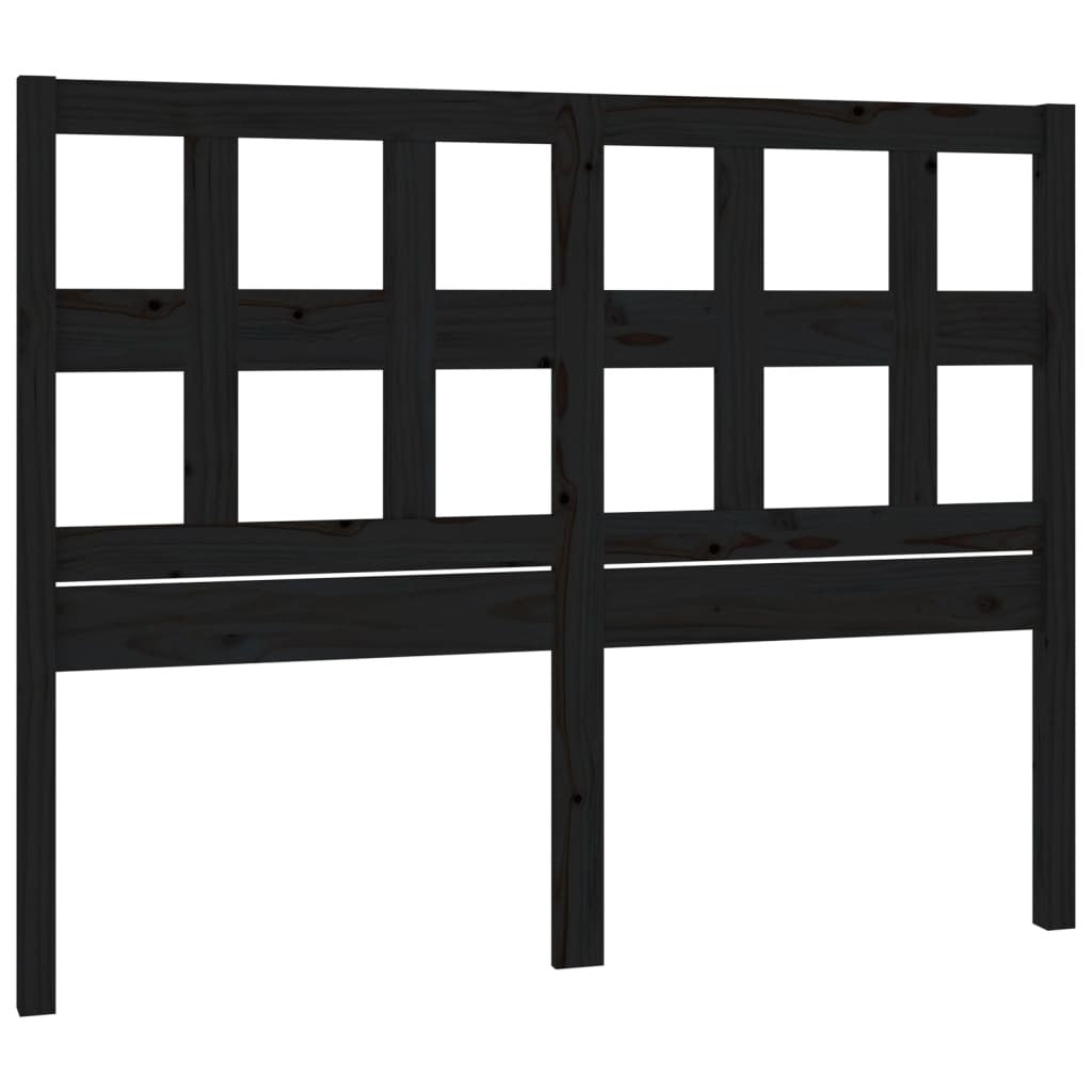 Bed Headboard Black 125.5x4x100 cm Solid Wood Pine