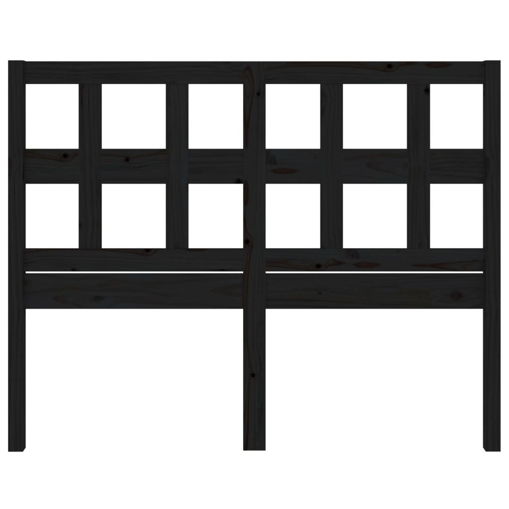 Bed Headboard Black 125.5x4x100 cm Solid Wood Pine