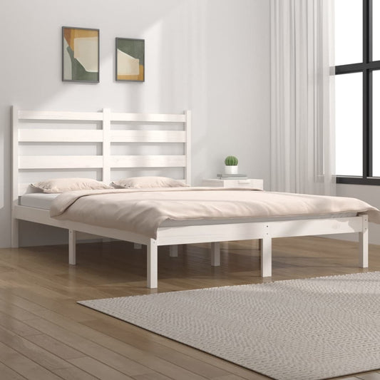 Bed Frame White Solid Wood Pine 140x200 cm