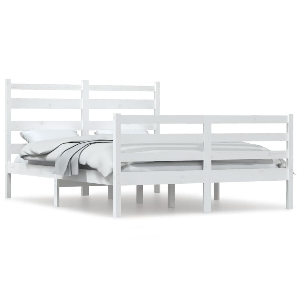 Bed Frame Solid Wood Pine 120x200 cm White